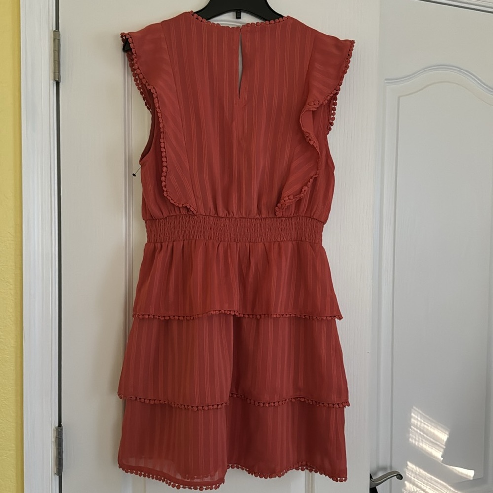 Juniper Blue V-neck Sleeveless Ruffle Dress - Picture 6 of 8